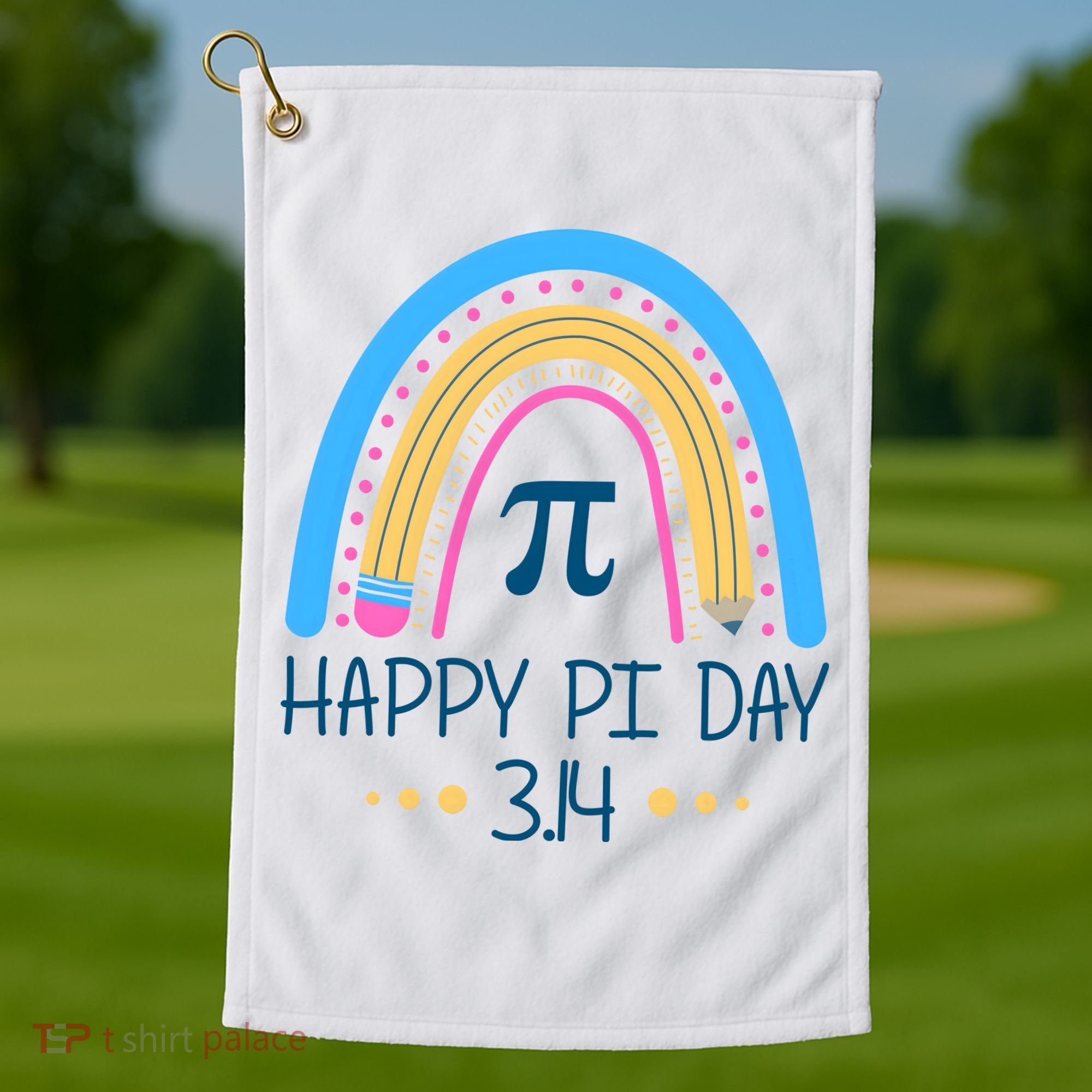 Happy Pi Day Pencil Rainbow March 14th Golf Towel