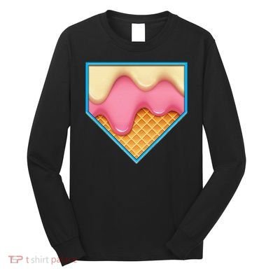 Home Plate Drip Ice Cream Dripping Softball & Baseball Long Sleeve Shirt