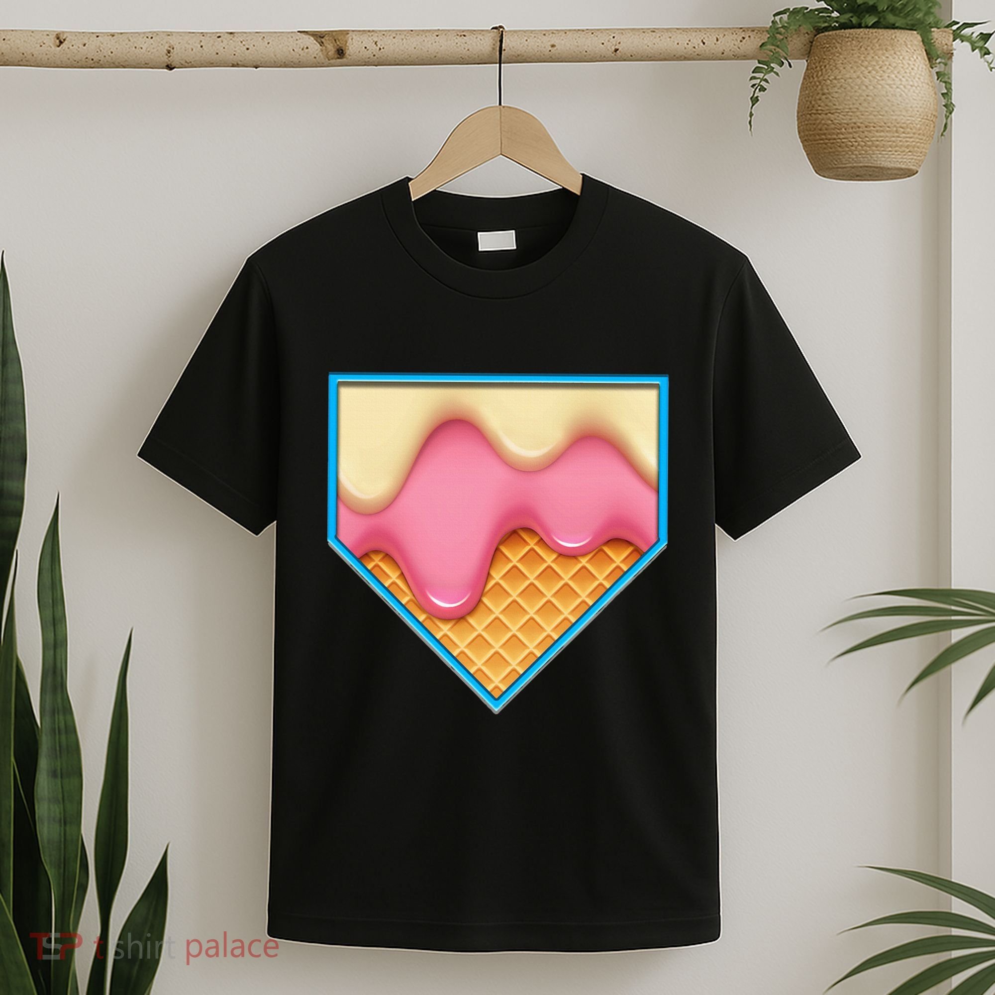 Home Plate Drip Ice Cream Dripping Softball & Baseball T-Shirt