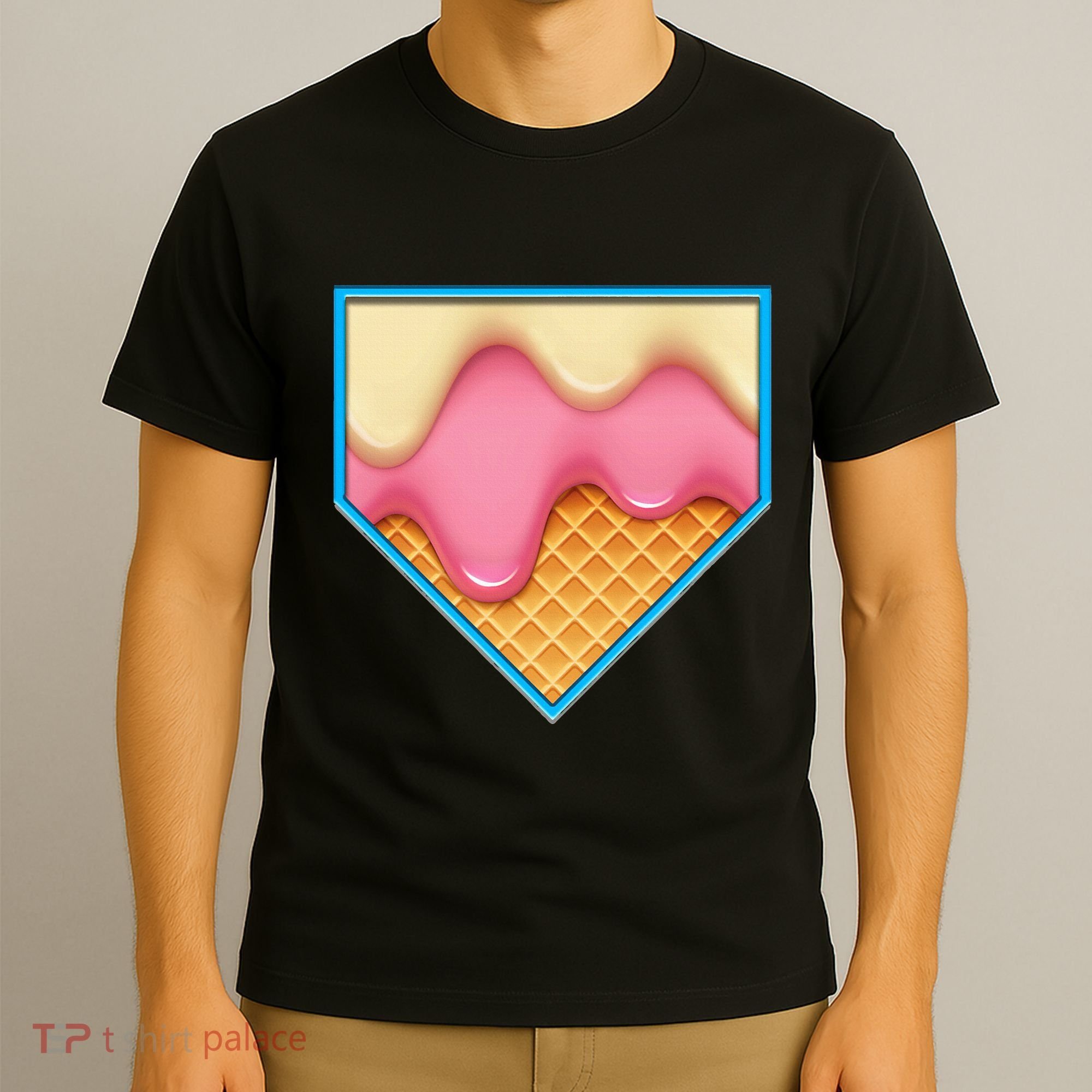 Home Plate Drip Ice Cream Dripping Softball & Baseball T-Shirt