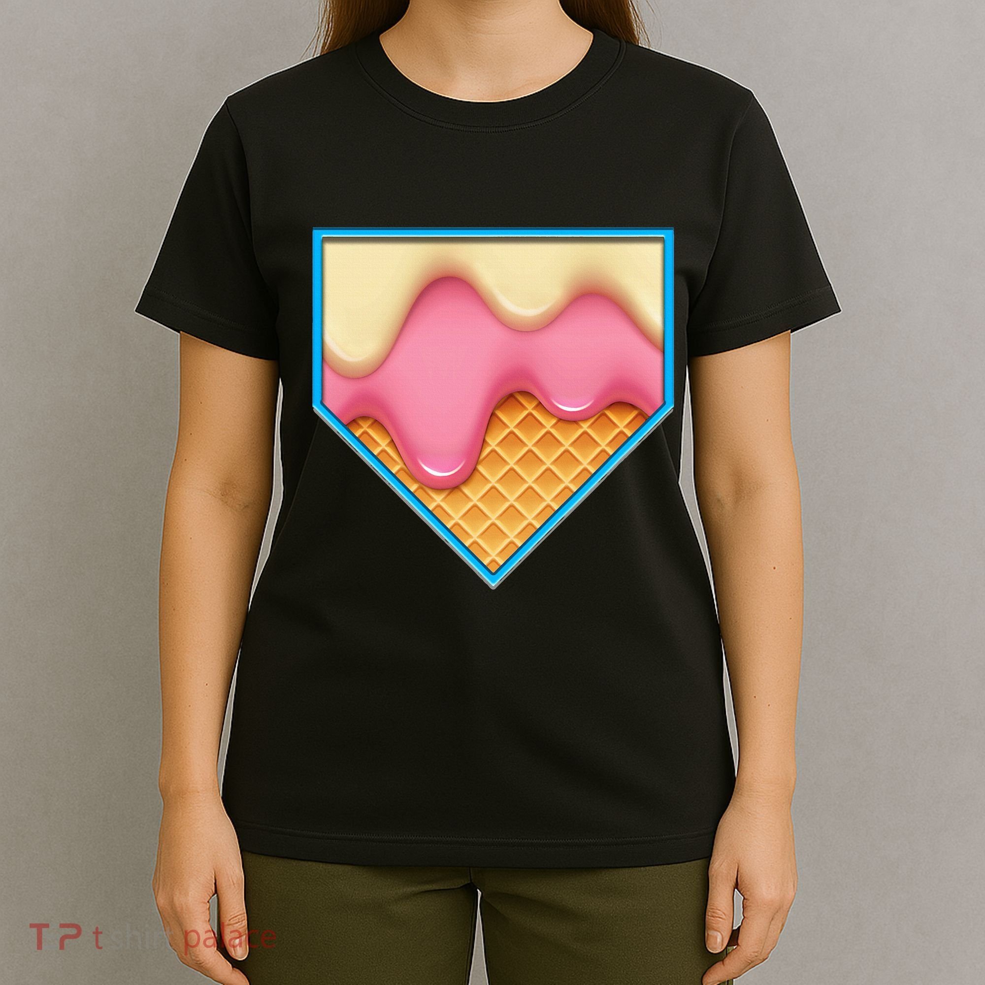 Home Plate Drip Ice Cream Dripping Softball & Baseball T-Shirt