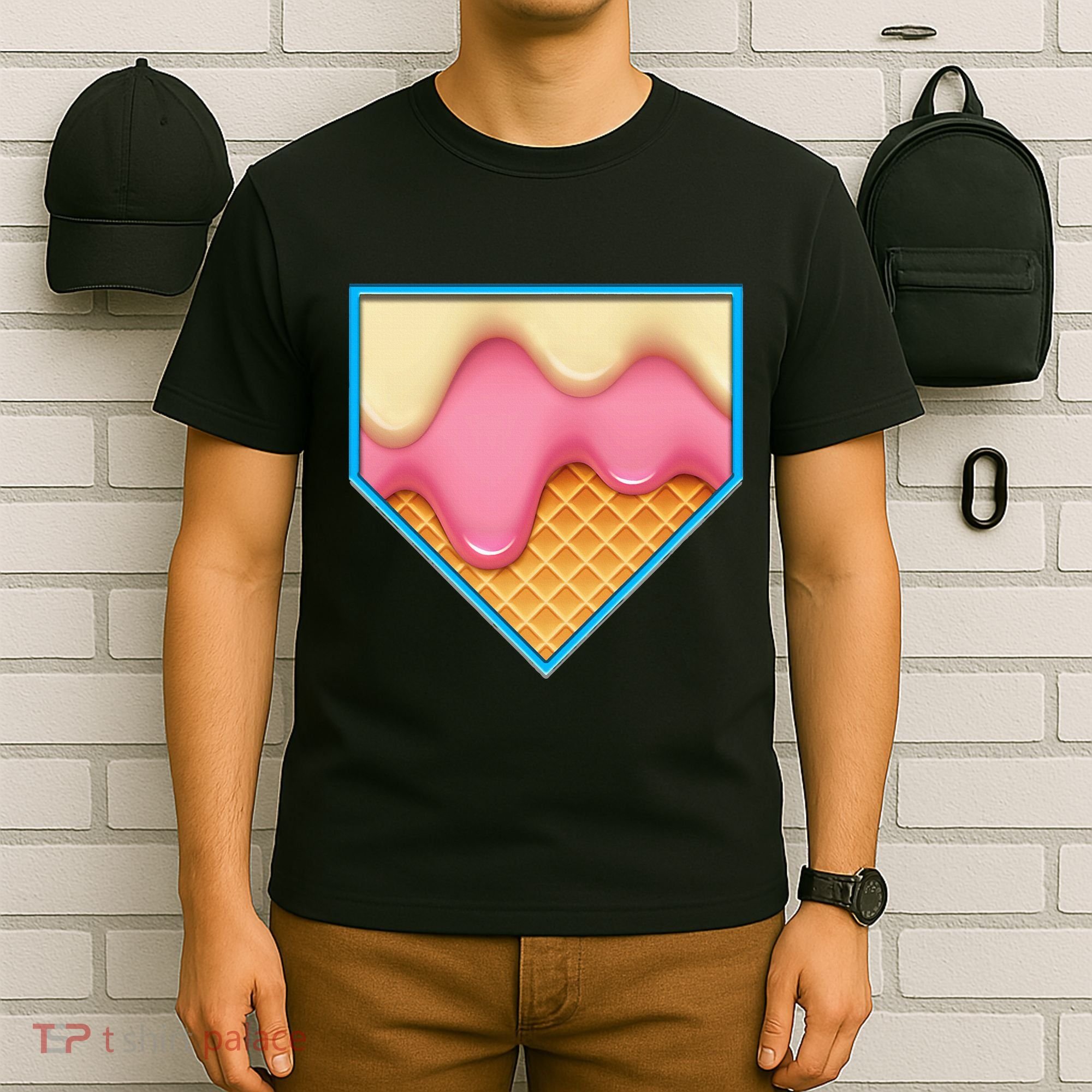 Home Plate Drip Ice Cream Dripping Softball & Baseball T-Shirt