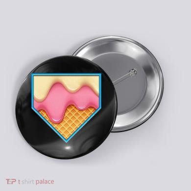 Home Plate Drip Ice Cream Dripping Softball & Baseball Button