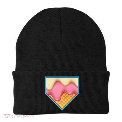 Home Plate Drip Ice Cream Dripping Softball & Baseball Beanie