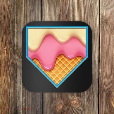 Home Plate Drip Ice Cream Dripping Softball & Baseball Coaster