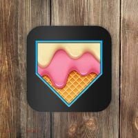 Home Plate Drip Ice Cream Dripping Softball & Baseball Coaster thumb 0