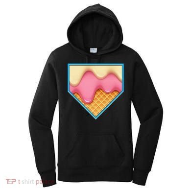 Home Plate Drip Ice Cream Dripping Softball & Baseball Women's Hoodie