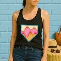 Home Plate Drip Ice Cream Dripping Softball & Baseball Women's Tank Top thumb 2