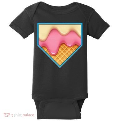 Home Plate Drip Ice Cream Dripping Softball & Baseball Baby Bodysuit