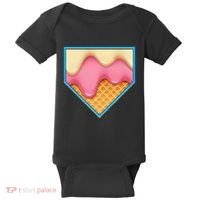 Home Plate Drip Ice Cream Dripping Softball & Baseball Baby Bodysuit thumb 0
