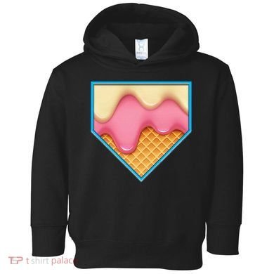 Home Plate Drip Ice Cream Dripping Softball & Baseball Toddler Hoodie
