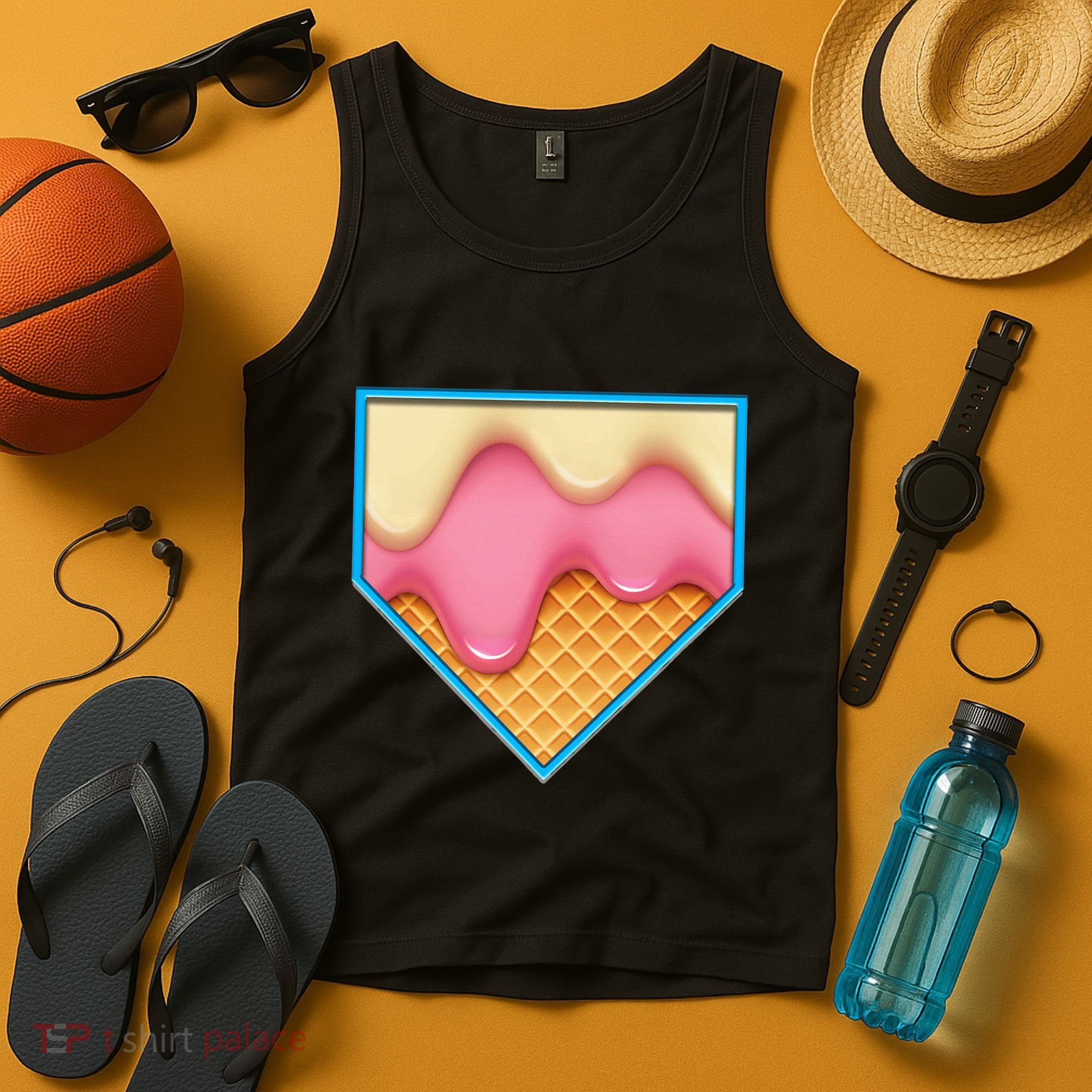 Home Plate Drip Ice Cream Dripping Softball & Baseball Tank Top