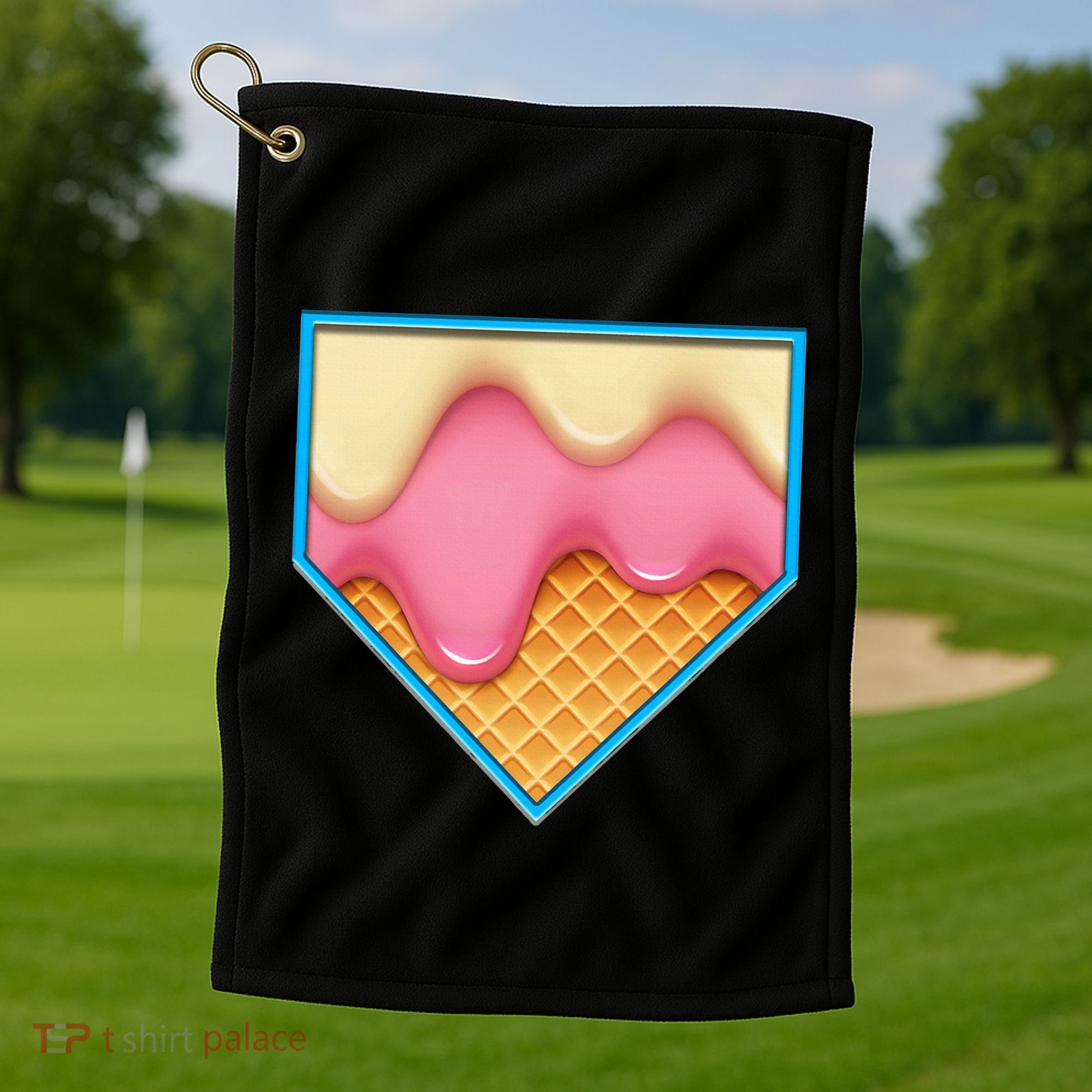 Home Plate Drip Ice Cream Dripping Softball & Baseball Golf Towel