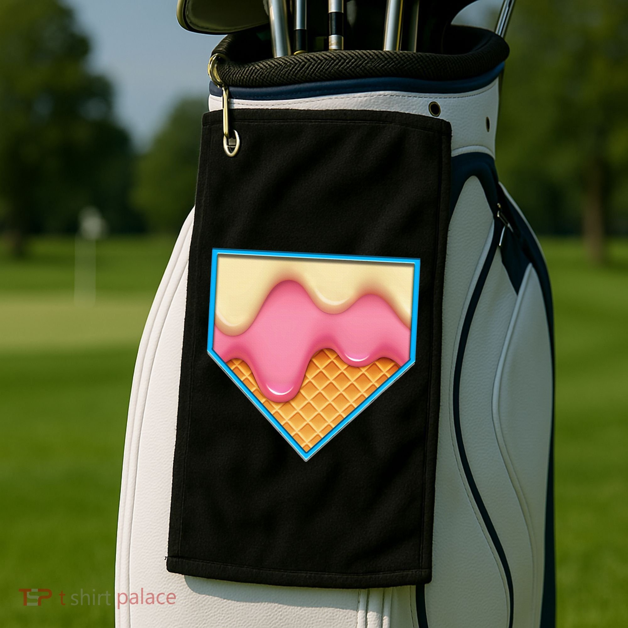 Home Plate Drip Ice Cream Dripping Softball & Baseball Golf Towel