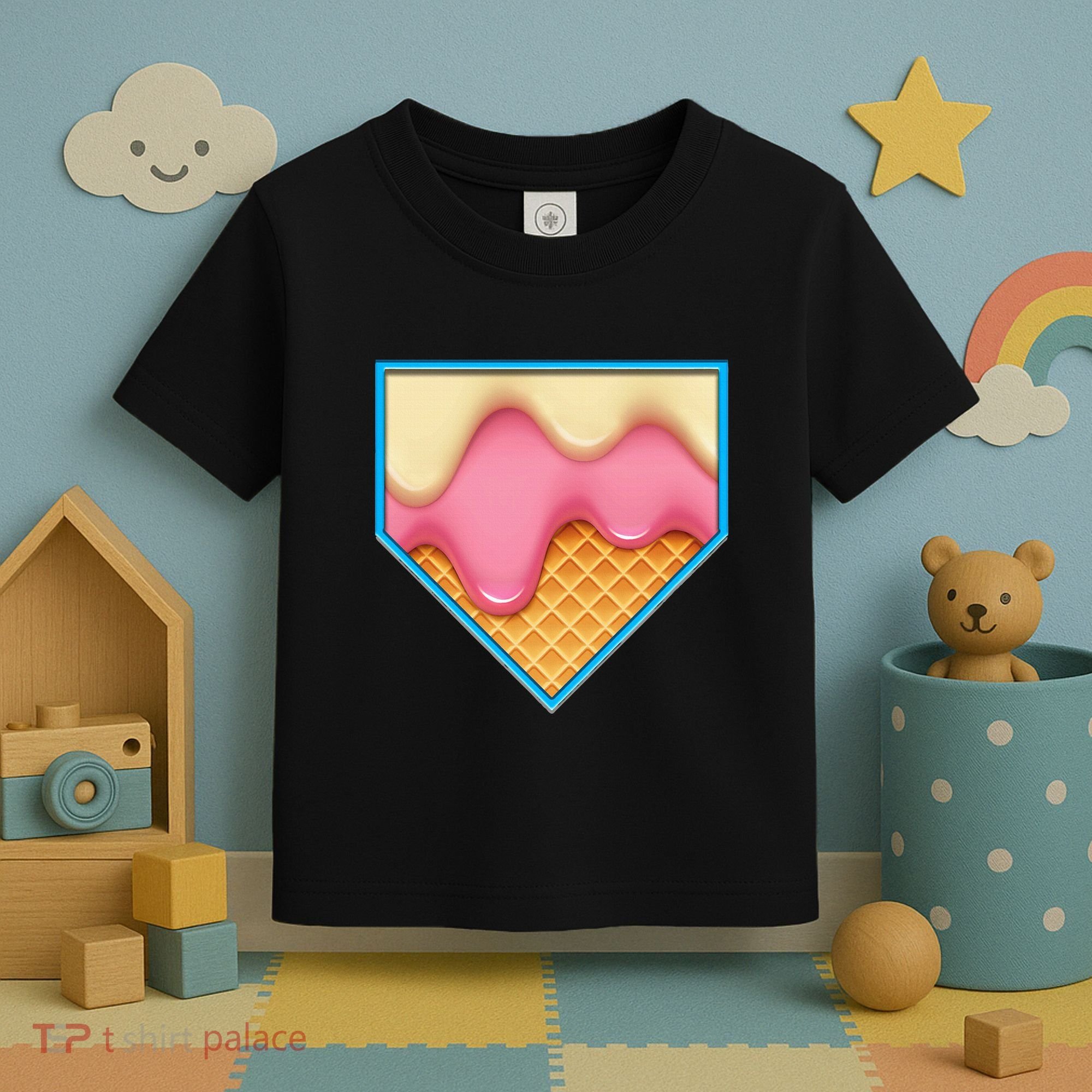 Home Plate Drip Ice Cream Dripping Softball & Baseball Toddler T-Shirt