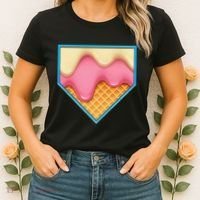 Home Plate Drip Ice Cream Dripping Softball & Baseball Women's T-Shirt thumb 2