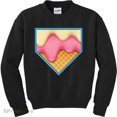 Home Plate Drip Ice Cream Dripping Softball & Baseball Kids Sweatshirt