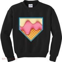 Home Plate Drip Ice Cream Dripping Softball & Baseball Kids Sweatshirt thumb 0