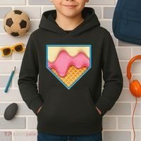 Home Plate Drip Ice Cream Dripping Softball & Baseball Kids Hoodie thumb 2