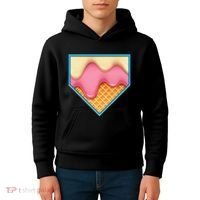 Home Plate Drip Ice Cream Dripping Softball & Baseball Kids Hoodie thumb 4