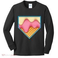 Home Plate Drip Ice Cream Dripping Softball & Baseball Kids Long Sleeve Shirt thumb 0