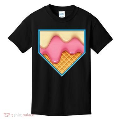 Home Plate Drip Ice Cream Dripping Softball & Baseball Kids T-Shirt