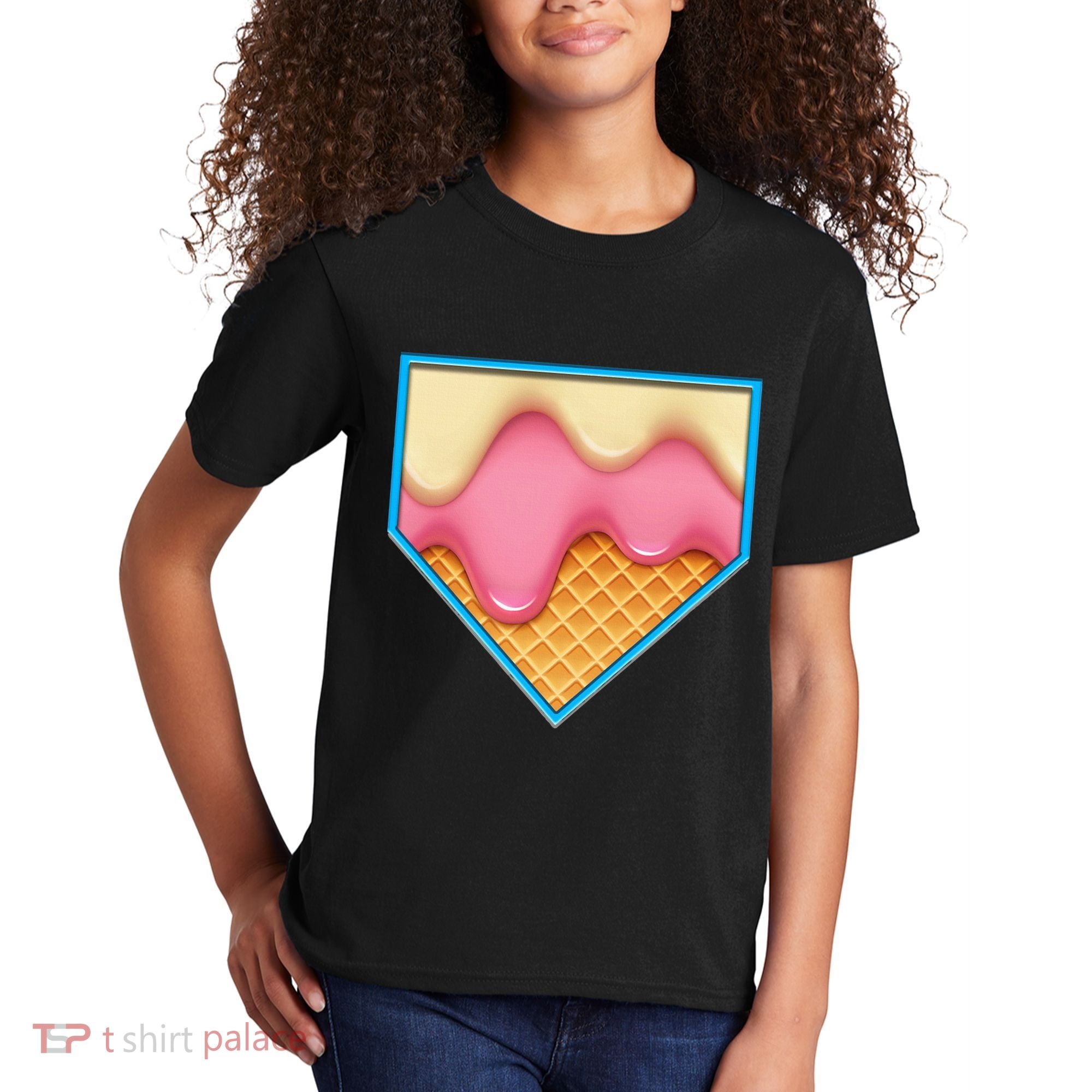 Home Plate Drip Ice Cream Dripping Softball & Baseball Kids T-Shirt