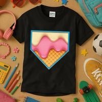 Home Plate Drip Ice Cream Dripping Softball & Baseball Kids T-Shirt thumb 3