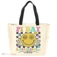 Happy Pi Day 3. 14 Vibes Cute Smile Face Pi Day Tote Bag thumb 0