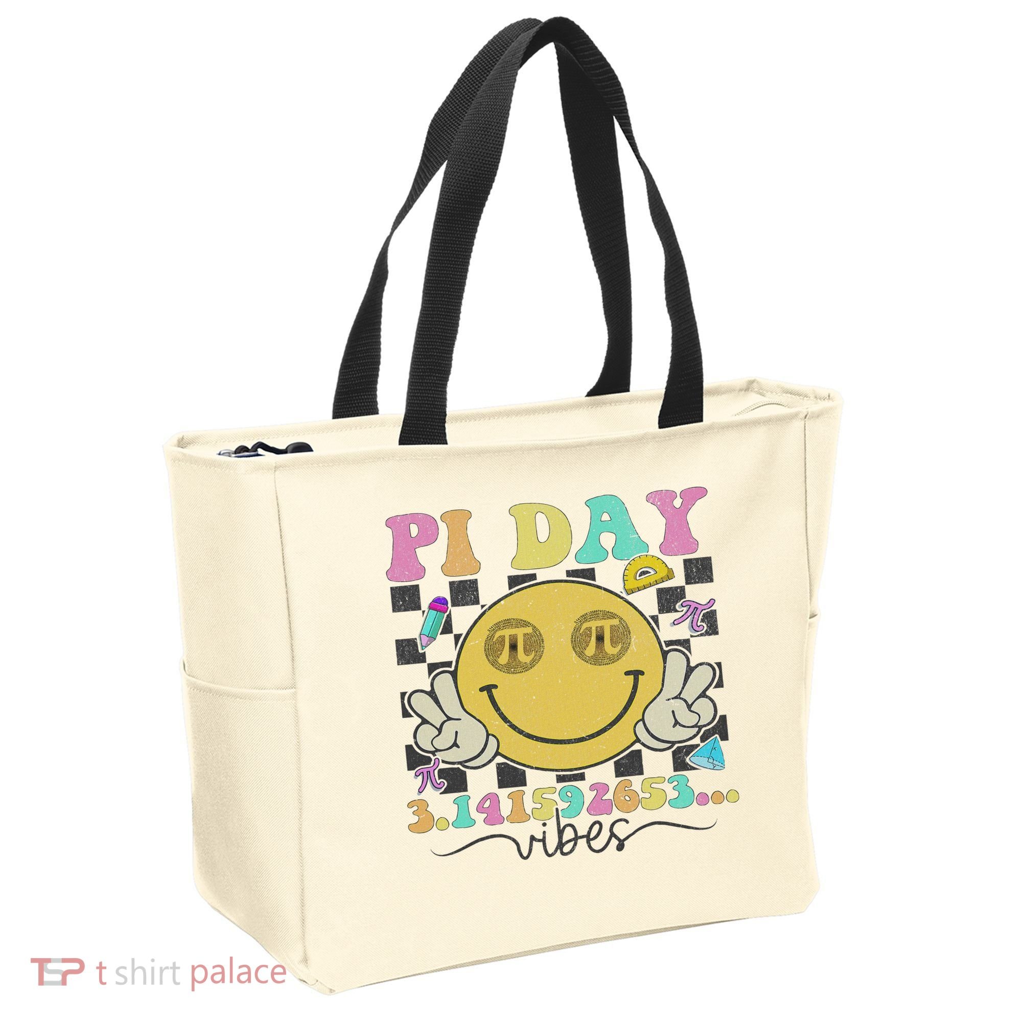 Happy Pi Day 3. 14 Vibes Cute Smile Face Pi Day Tote Bag
