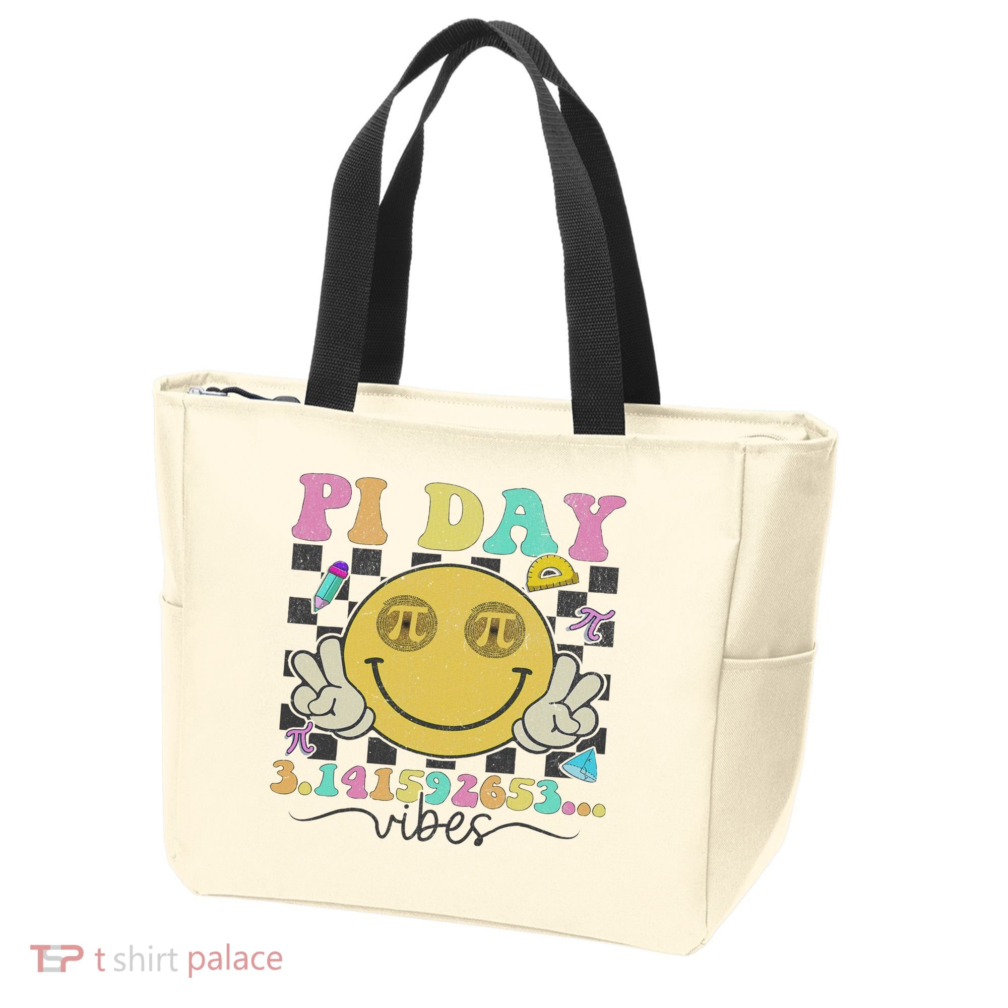 Happy Pi Day 3. 14 Vibes Cute Smile Face Pi Day Tote Bag