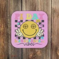 Happy Pi Day 3. 14 Vibes Cute Smile Face Pi Day Coaster thumb 0