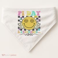 Happy Pi Day 3. 14 Vibes Cute Smile Face Pi Day USA-Made Doggie Bandana thumb 0