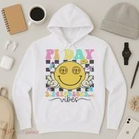 Happy Pi Day 3. 14 Vibes Cute Smile Face Pi Day Hoodie thumb 3