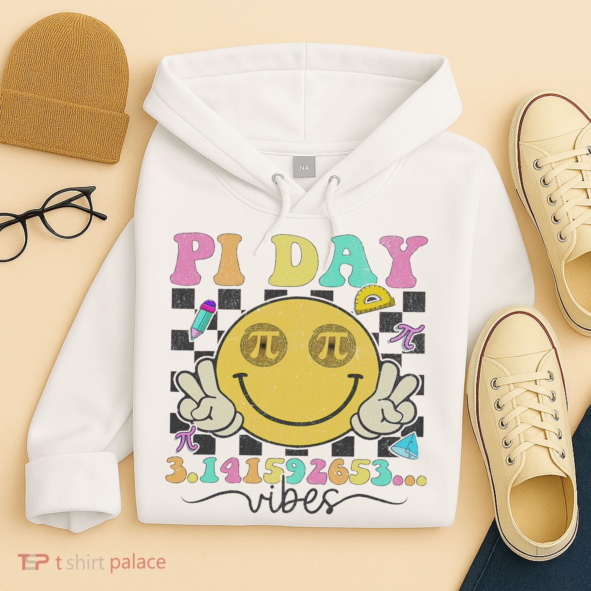 Happy Pi Day 3. 14 Vibes Cute Smile Face Pi Day Hoodie