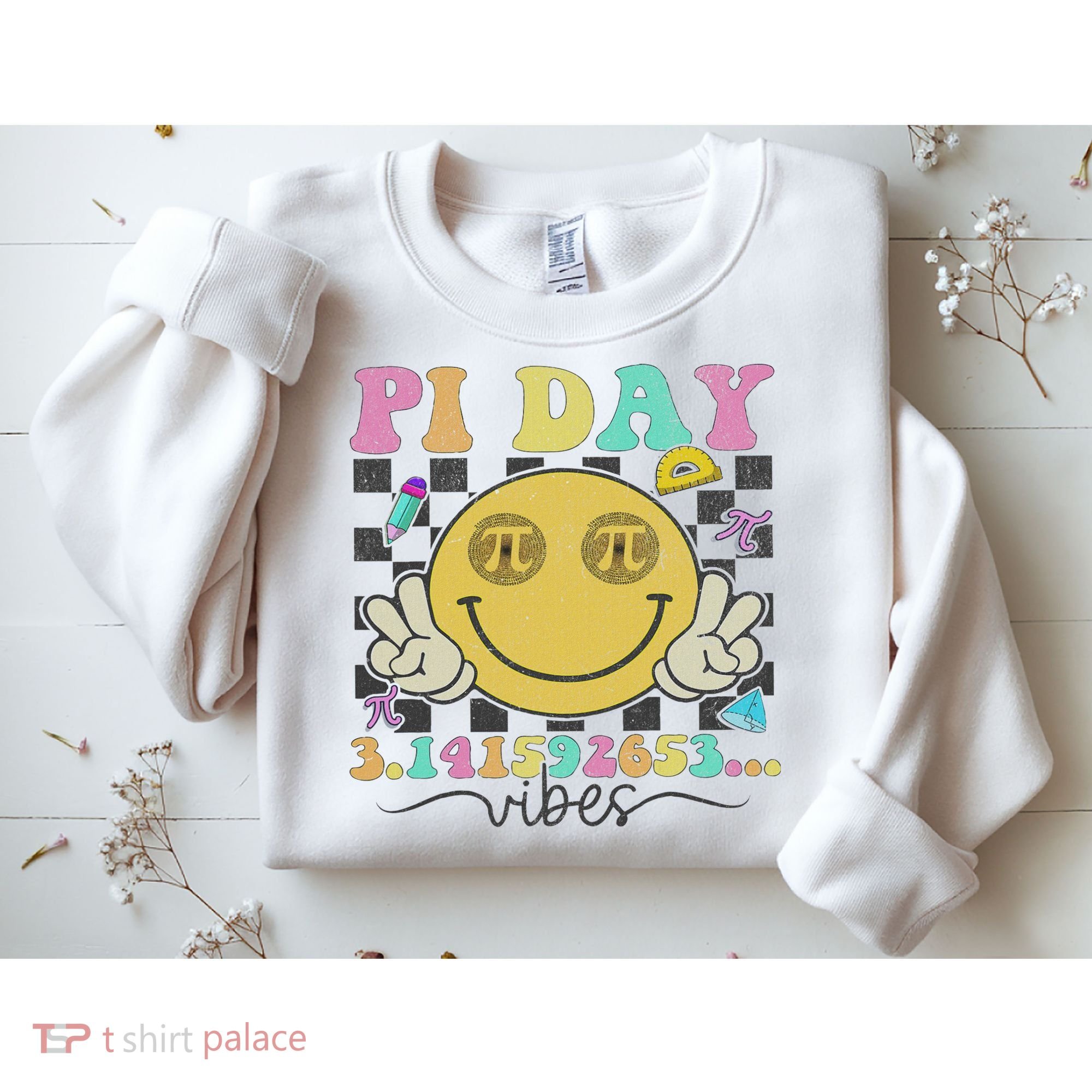 Happy Pi Day 3. 14 Vibes Cute Smile Face Pi Day Sweatshirt