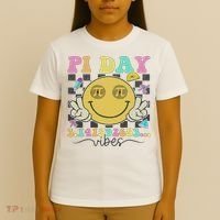 Happy Pi Day 3. 14 Vibes Cute Smile Face Pi Day T-Shirt thumb 4