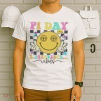 Happy Pi Day 3. 14 Vibes Cute Smile Face Pi Day T-Shirt thumb 6