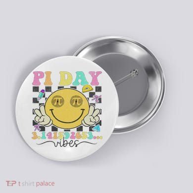Happy Pi Day 3. 14 Vibes Cute Smile Face Pi Day Button