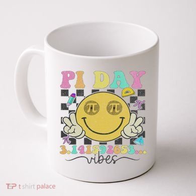 Happy Pi Day 3. 14 Vibes Cute Smile Face Pi Day Coffee Mug