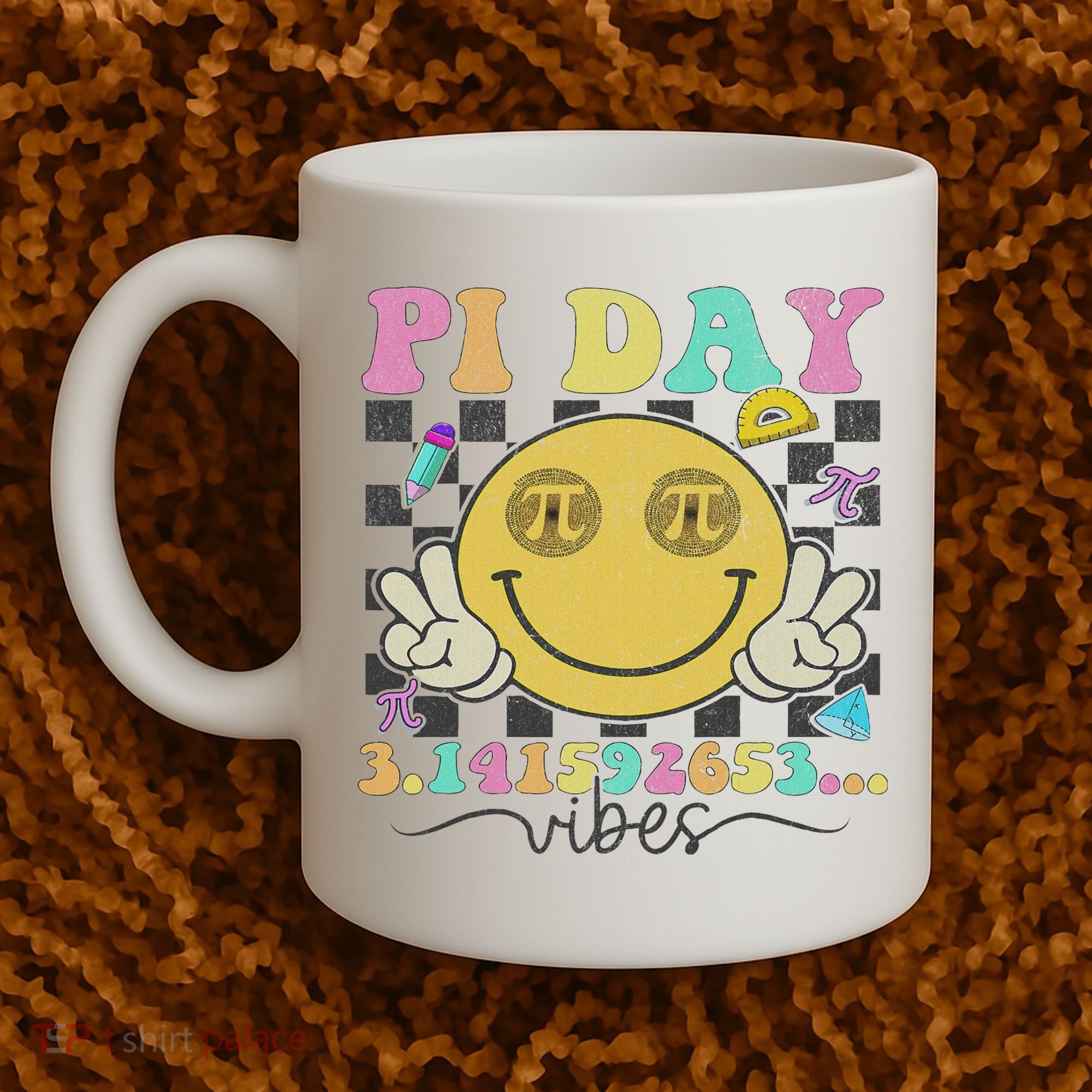Happy Pi Day 3. 14 Vibes Cute Smile Face Pi Day Coffee Mug