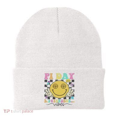 Happy Pi Day 3. 14 Vibes Cute Smile Face Pi Day Beanie