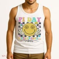 Happy Pi Day 3. 14 Vibes Cute Smile Face Pi Day Tank Top thumb 3
