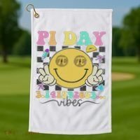 Happy Pi Day 3. 14 Vibes Cute Smile Face Pi Day Golf Towel thumb 1