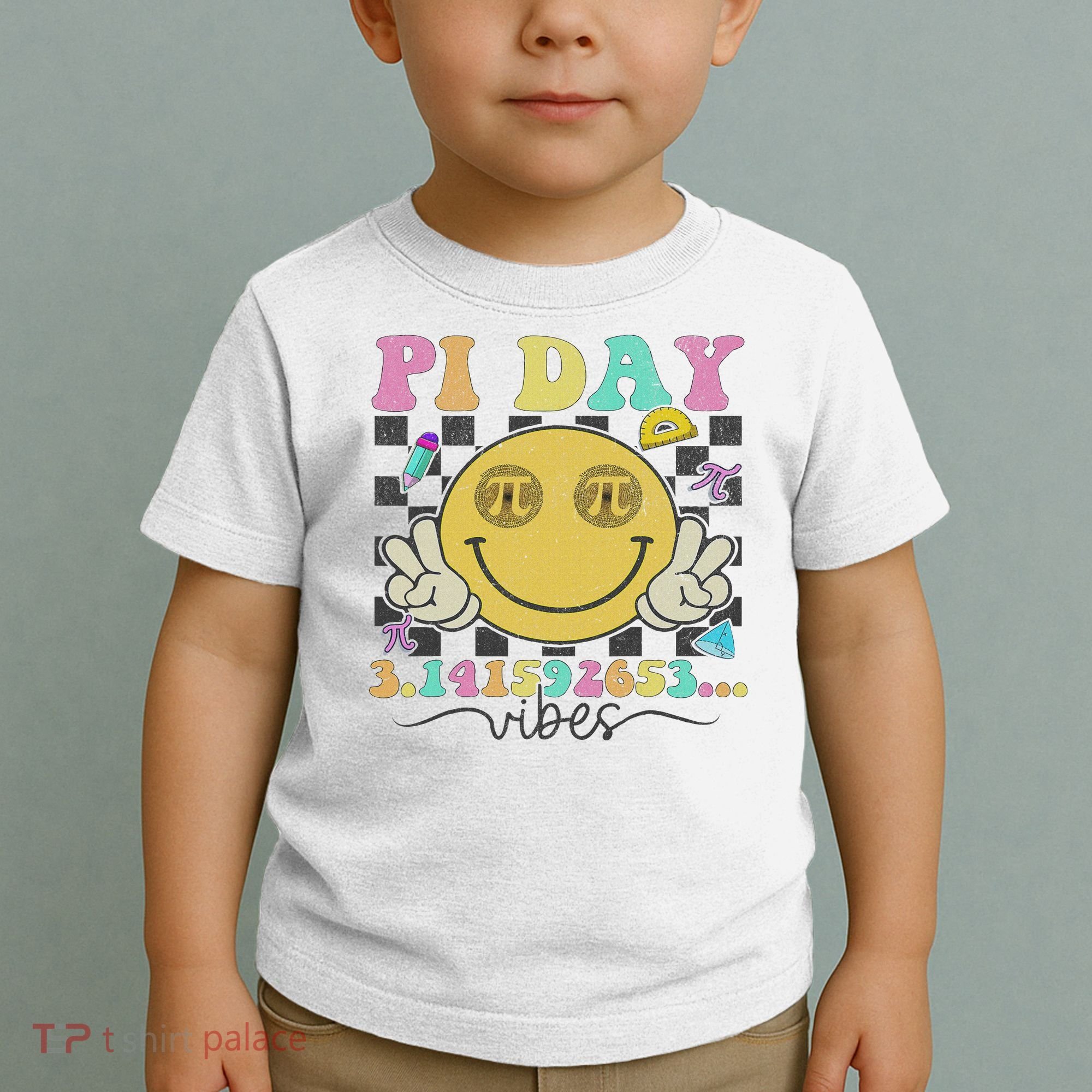 Happy Pi Day 3. 14 Vibes Cute Smile Face Pi Day Toddler T-Shirt