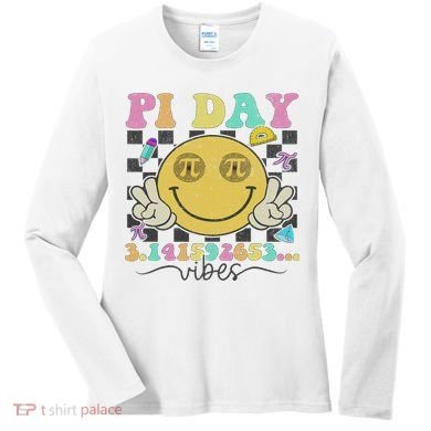 Happy Pi Day 3. 14 Vibes Cute Smile Face Pi Day Women's Long Sleeve Shirt