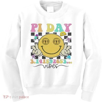 Happy Pi Day 3. 14 Vibes Cute Smile Face Pi Day Kids Sweatshirt