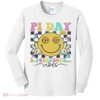 Happy Pi Day 3. 14 Vibes Cute Smile Face Pi Day Kids Long Sleeve Shirt thumb 0