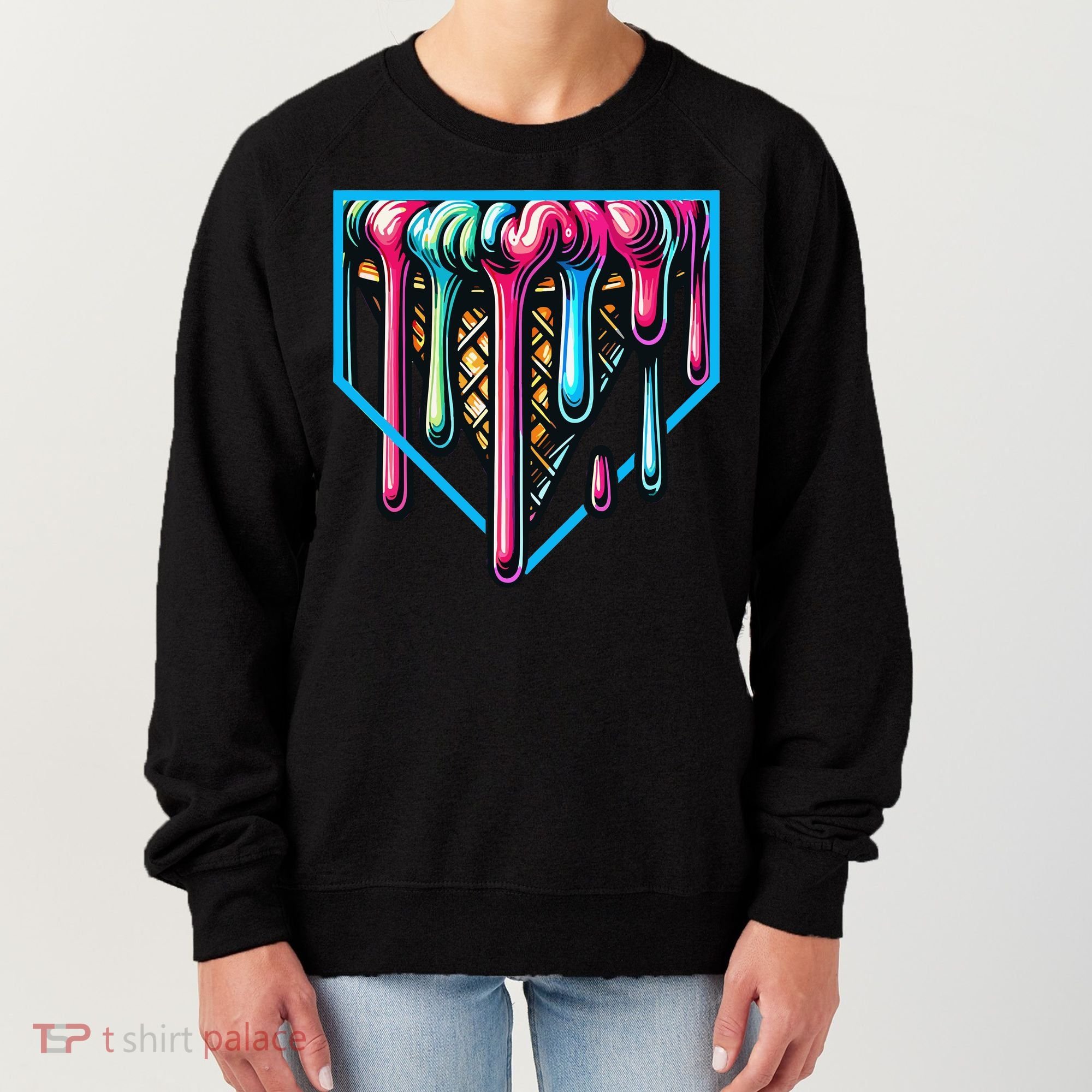 Home Plate Drip Ice Cream Softball & Baseball Women's Sweatshirt