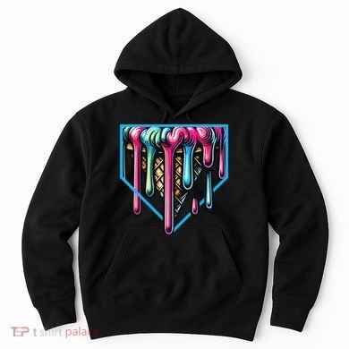 Home Plate Drip Ice Cream Softball & Baseball Hoodie